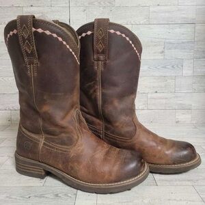 Women’s Ariat Unbridled Roper Western Brown Leather Rodeo Cowboy Boots Size 8